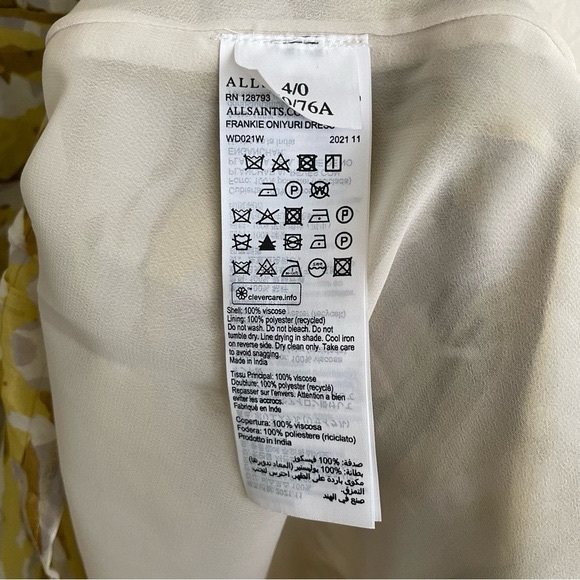 ALLSAINTS Frankie Oniyuri Dress Yellow NWT - Picture 8 of 11